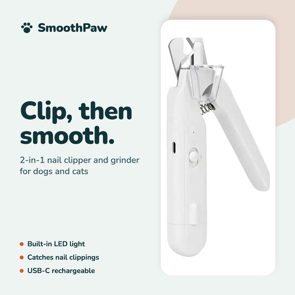 SmoothPaw 2-in-1 Nail Clipper & Grinder for Dogs and Cats, Rechargeable